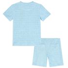 Boys Blue Logo Shorts Set, 1, hi-res