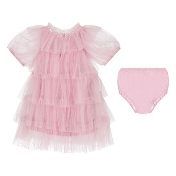Baby Girls Pink Embellished Tulle Dress Set