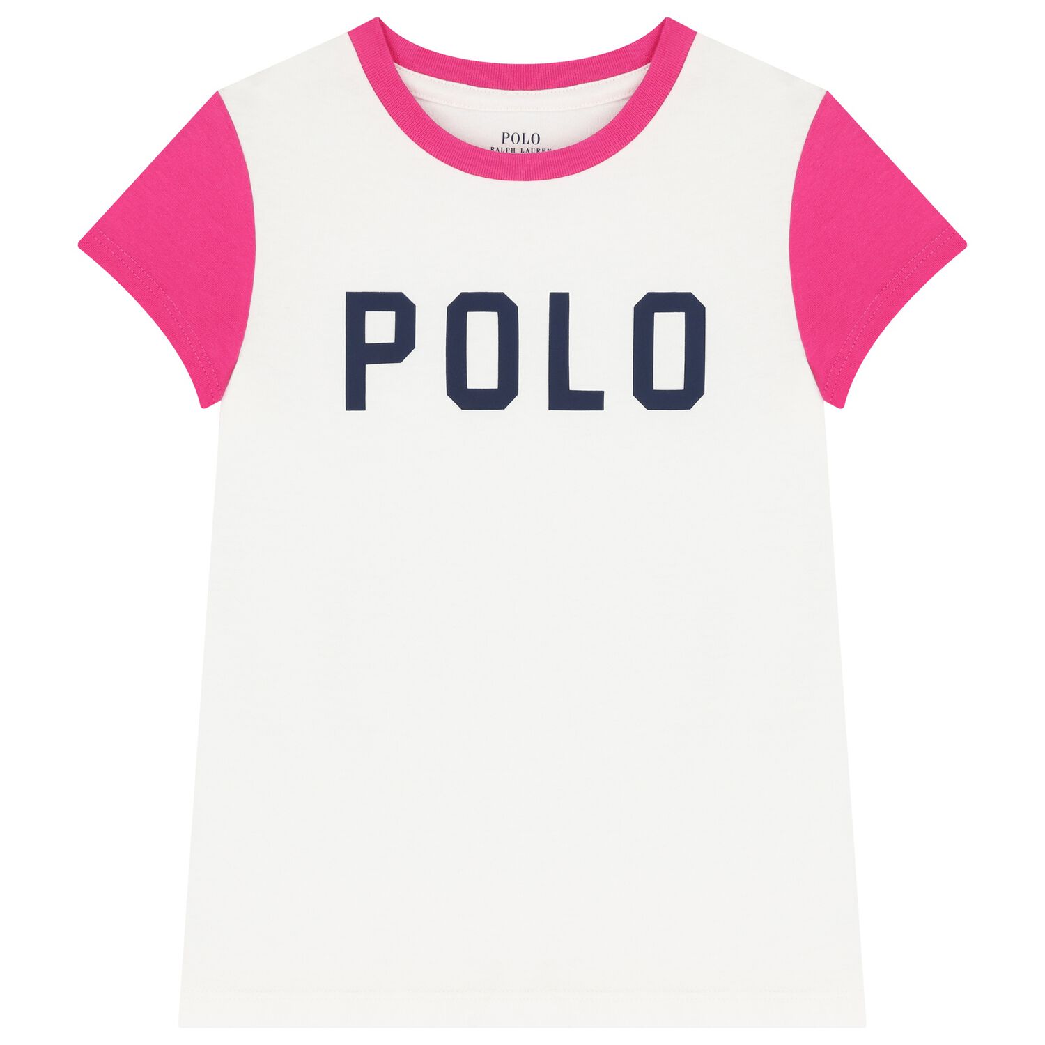 Girls Ivory & Pink Logo T-Shirt, 1, hi-res