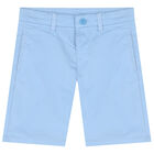 Boys Blue Cotton Twill Shorts, 5, hi-res