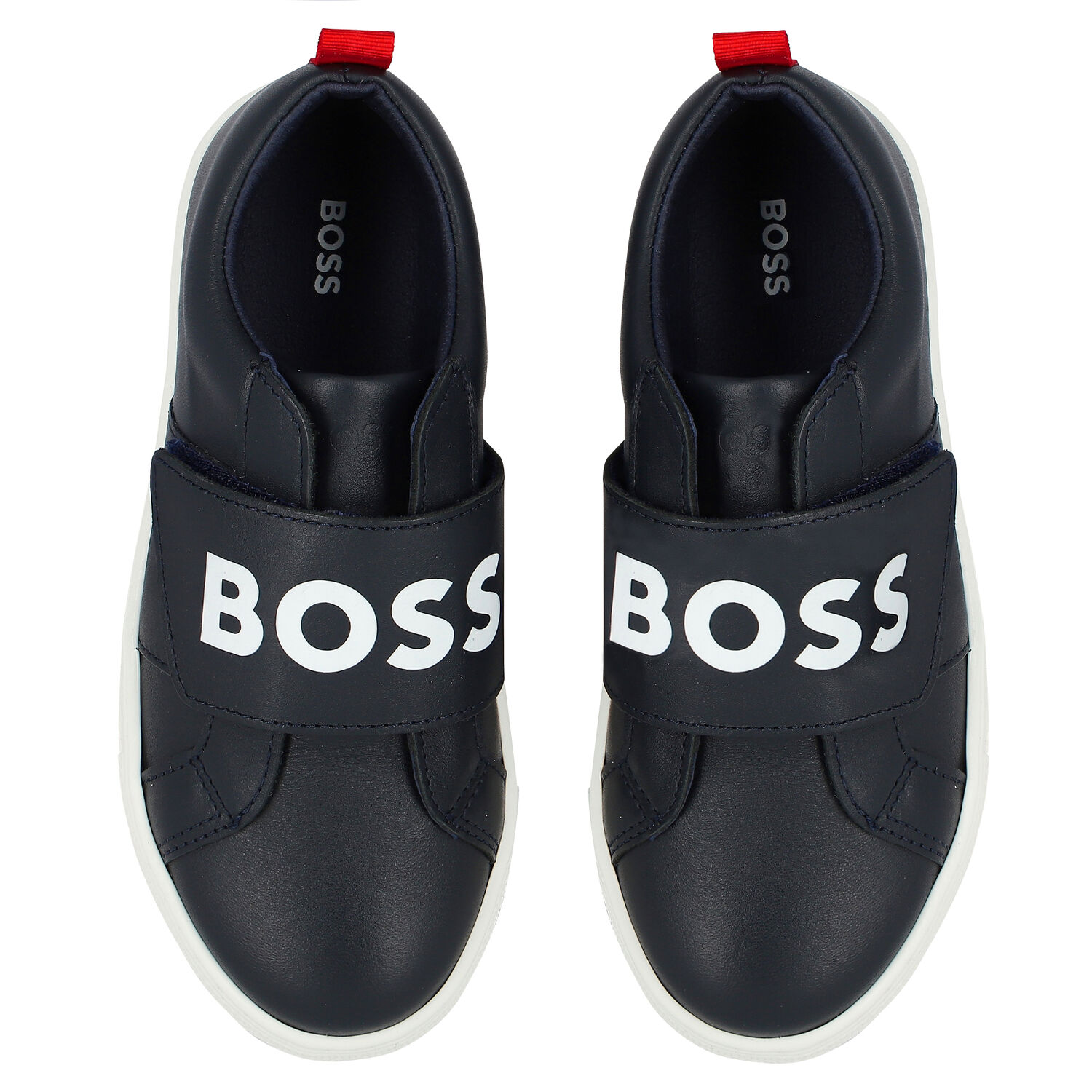 حذاء رياضى جلد بالشعار ياللون الكحلى للاولاد, 1, hi-res