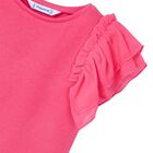 Girls Pink Flutter Sleeve Top, 4, hi-res