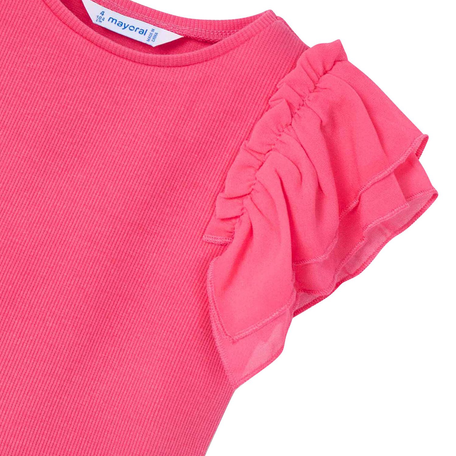 Girls Pink Flutter Sleeve Top, 4, hi-res image number null