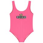 Girls Pink Teddy Bear Logo Swimsuit, 2, hi-res