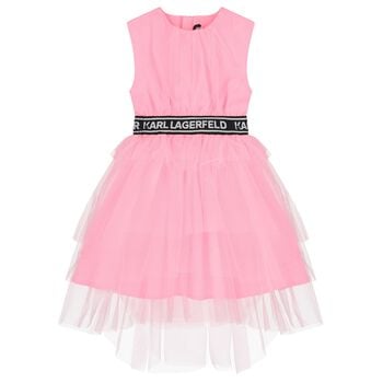 Girls Pink Logo Tulle Dress