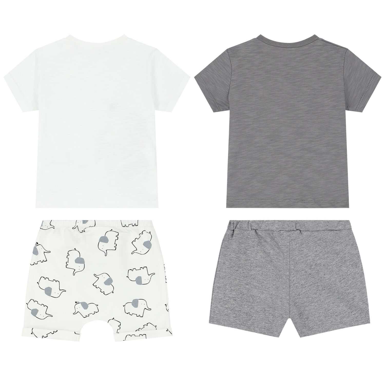 Baby Boys White & Grey Shorts Set (4 Piece), 1, hi-res