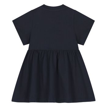 Younger Girls Navy Blue Tiger Logo Dress