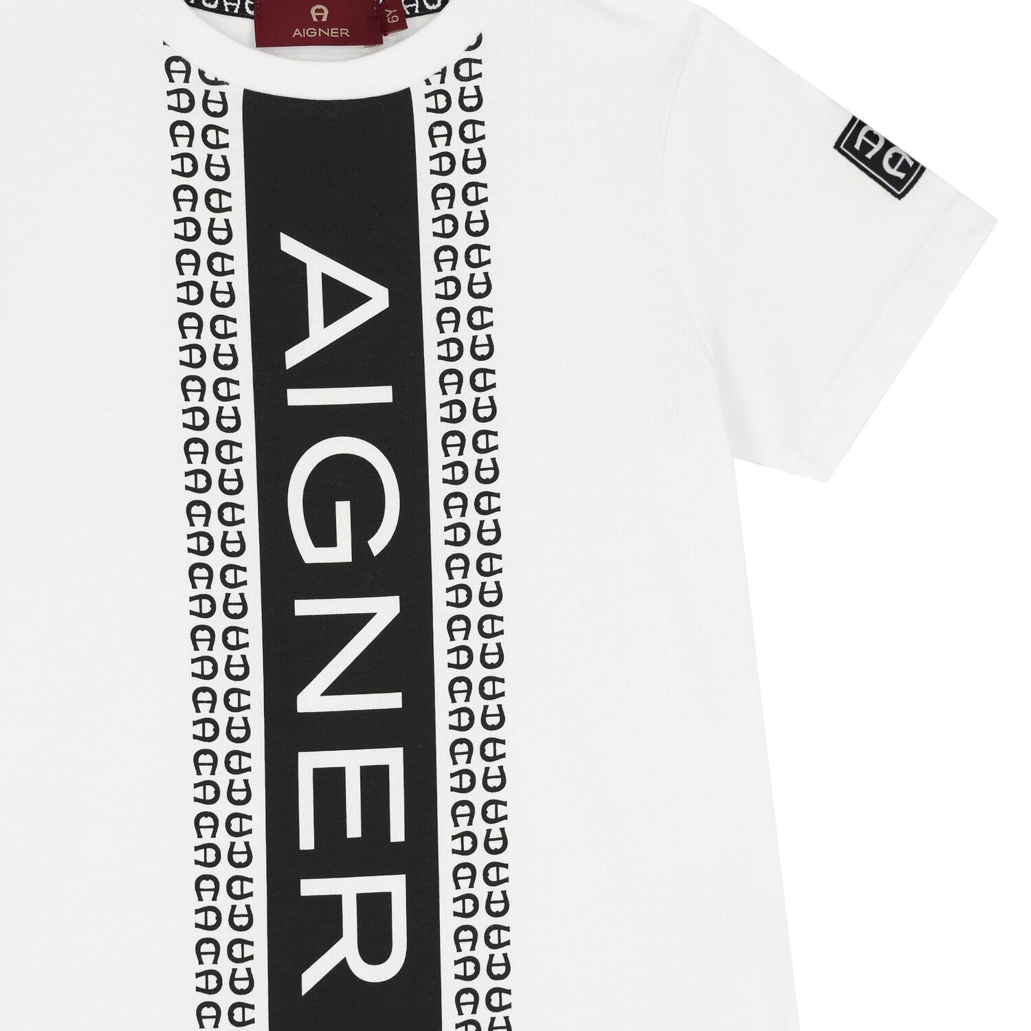 تيشيرت أولاد بالشعار باللون الأبيض والأسود, 1, hi-res