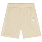 Boys Beige Logo Shorts, 2, hi-res