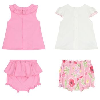 Baby Girls White & Pink Shorts Set ( 2-Pack )