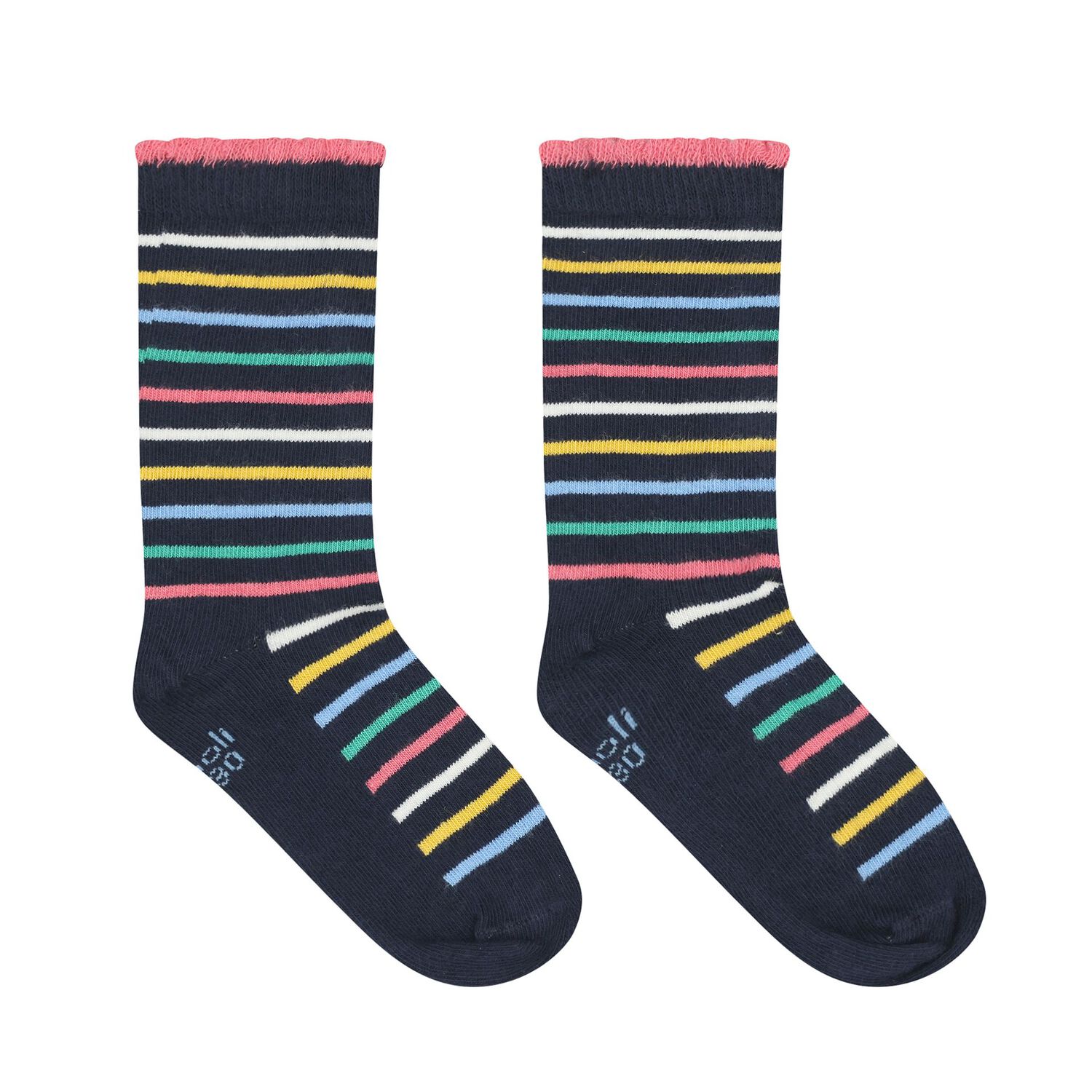 Girls Navy Blue & Pink Socks ( 3-Pack ), 1, hi-res