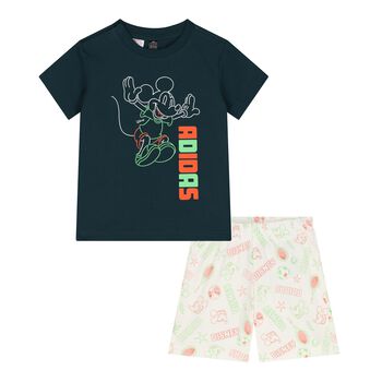 Green & Ivory Disney Logo Baby Shorts Set