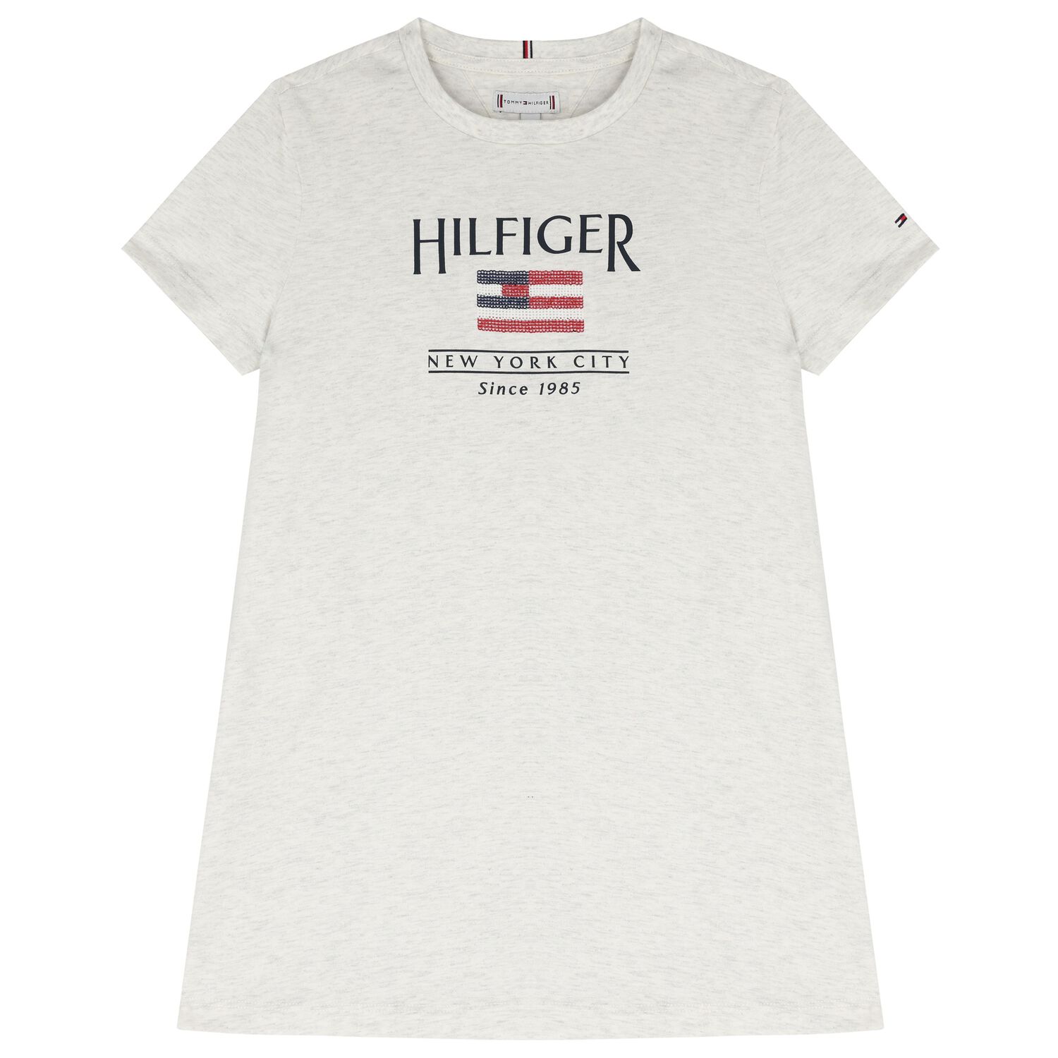 Girls Grey Cotton Sequin Flag Dress, 1, hi-res