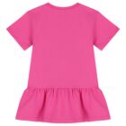 Girls Pink Teddy Bear Logo Dress, 4, hi-res