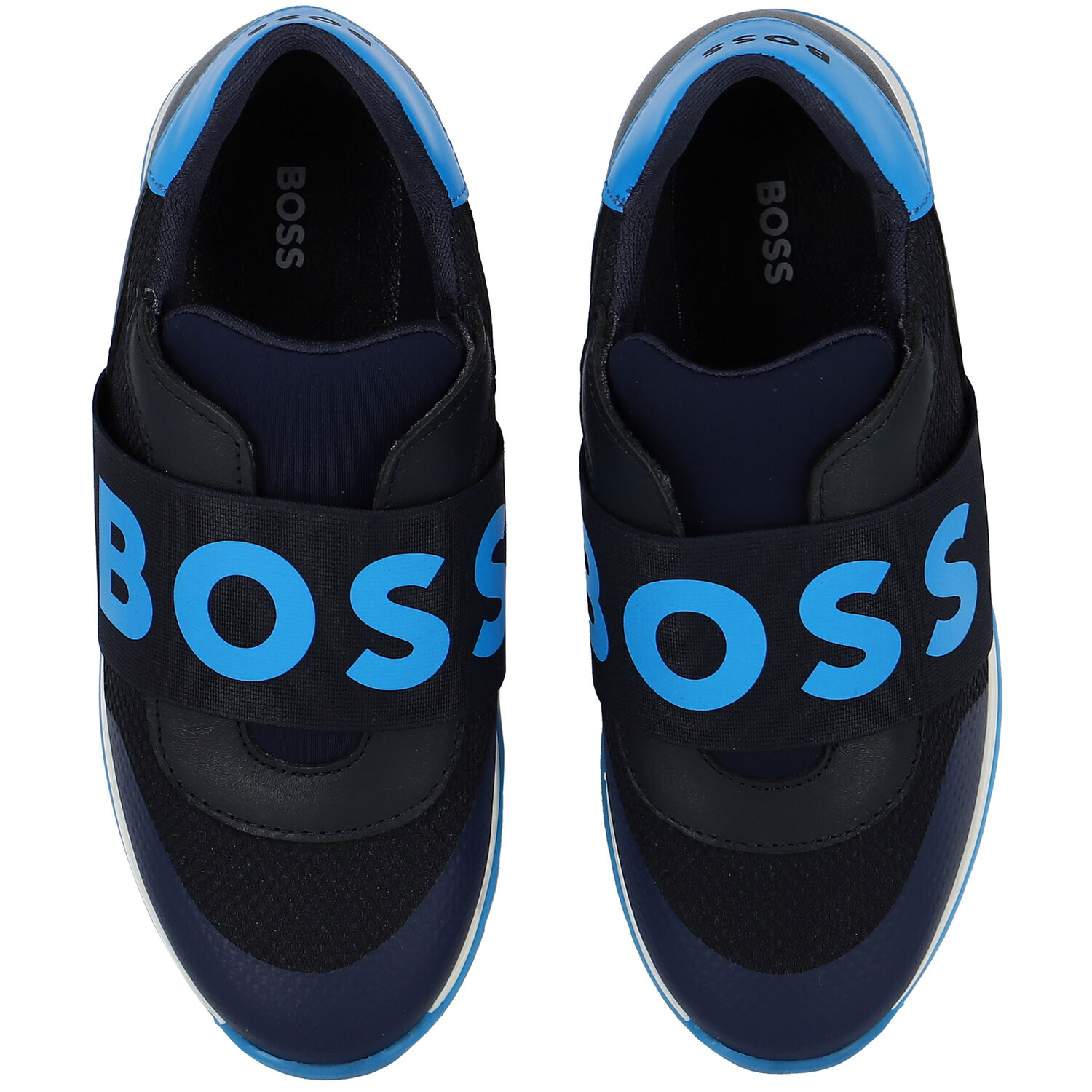 Boys Navy Blue & White Logo Trainers, 1, hi-res image number null