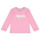 Younger Girls Pink Logo Long Sleeve Top, 1, hi-res