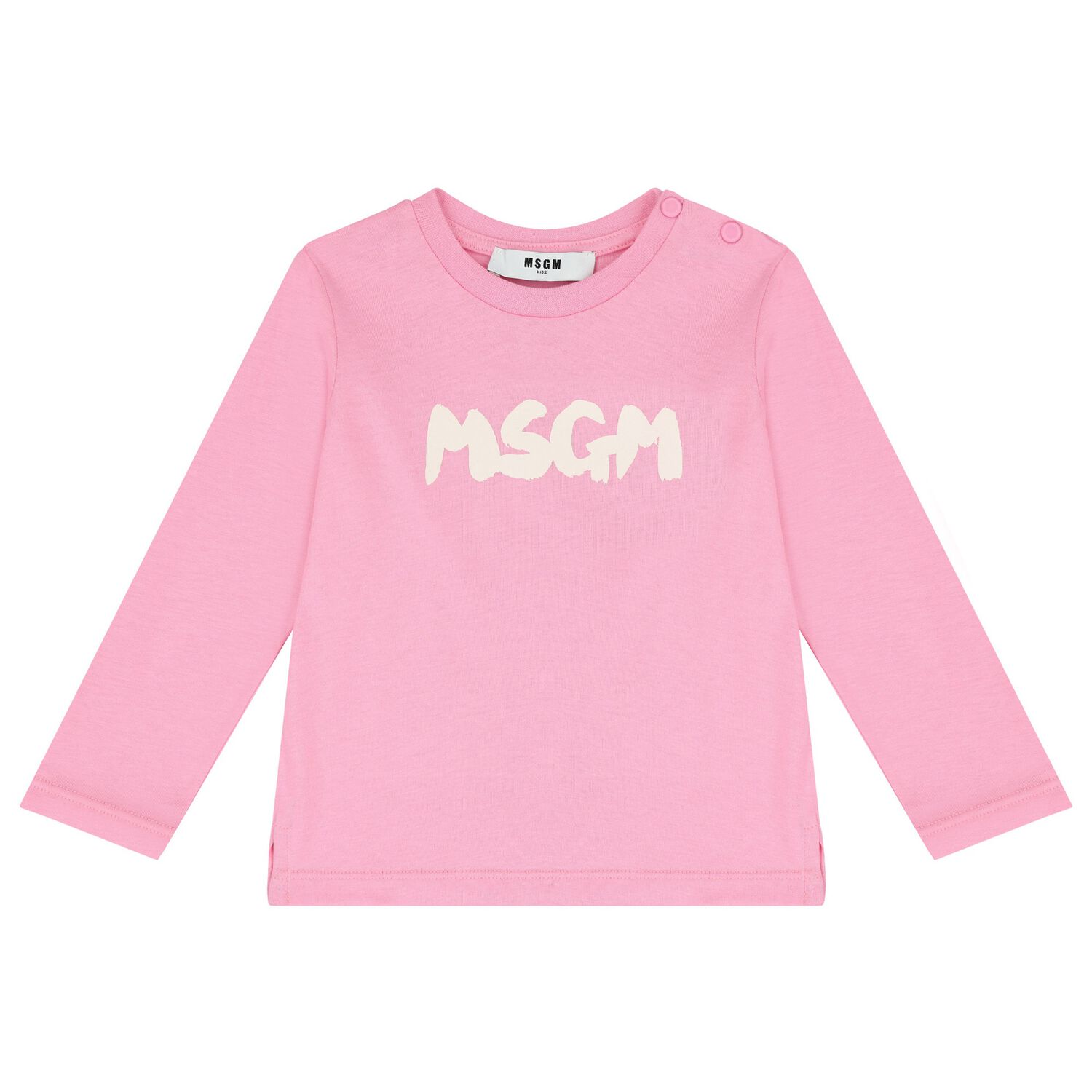 Younger Girls Pink Logo Long Sleeve Top, 1, hi-res