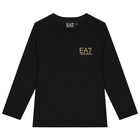 Boys Black Logo Long Sleeve Top, 2, hi-res