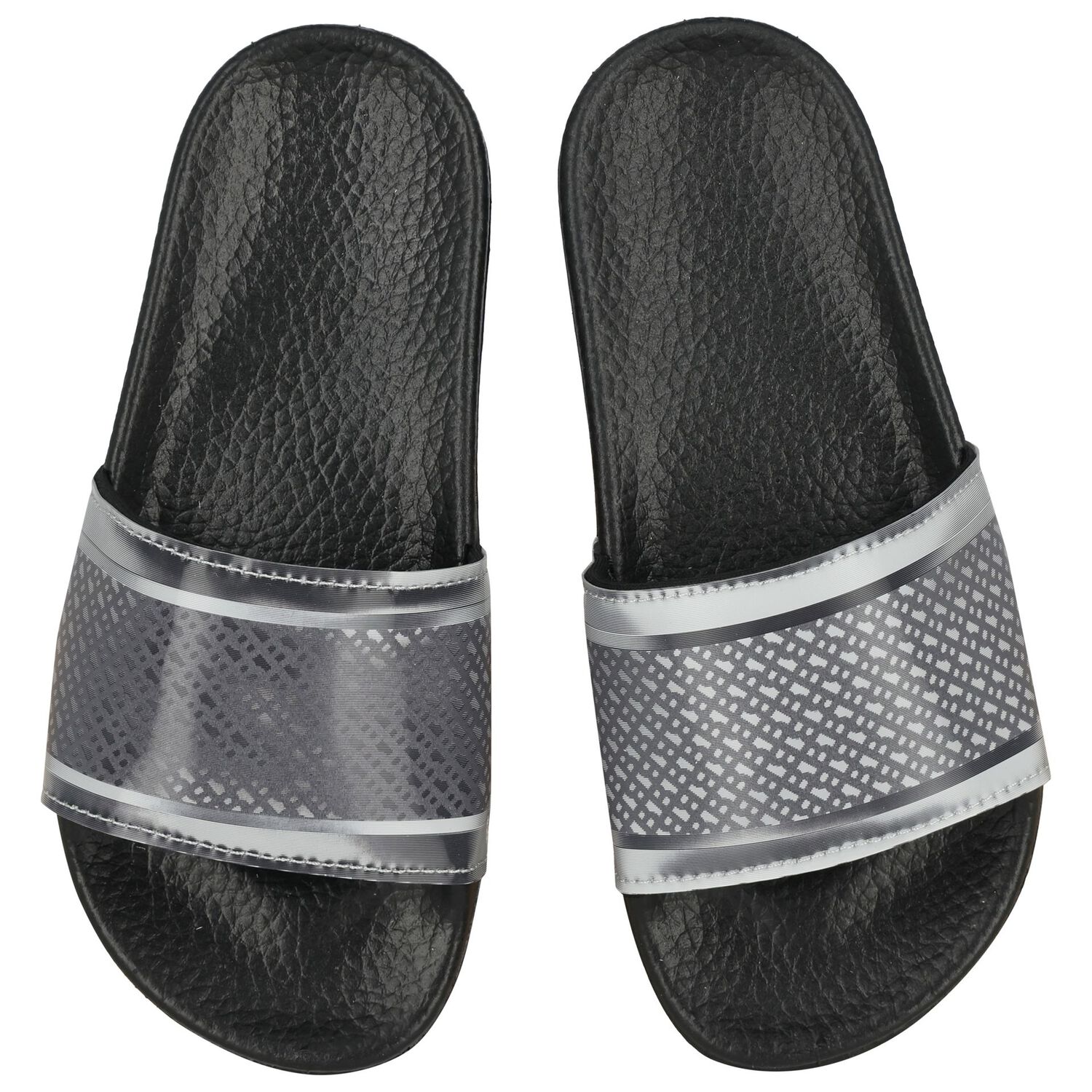 شبشب للأولاد بالشعار  باللون الأسود والفضي , 1, hi-res