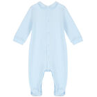 Baby Boys Blue & White Striped Babygrow, 1, hi-res