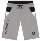 Boys Grey Logo Shorts, 2, hi-res