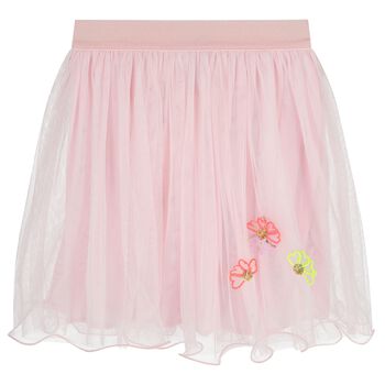 Girls Pink Embellished Tulle Skirt