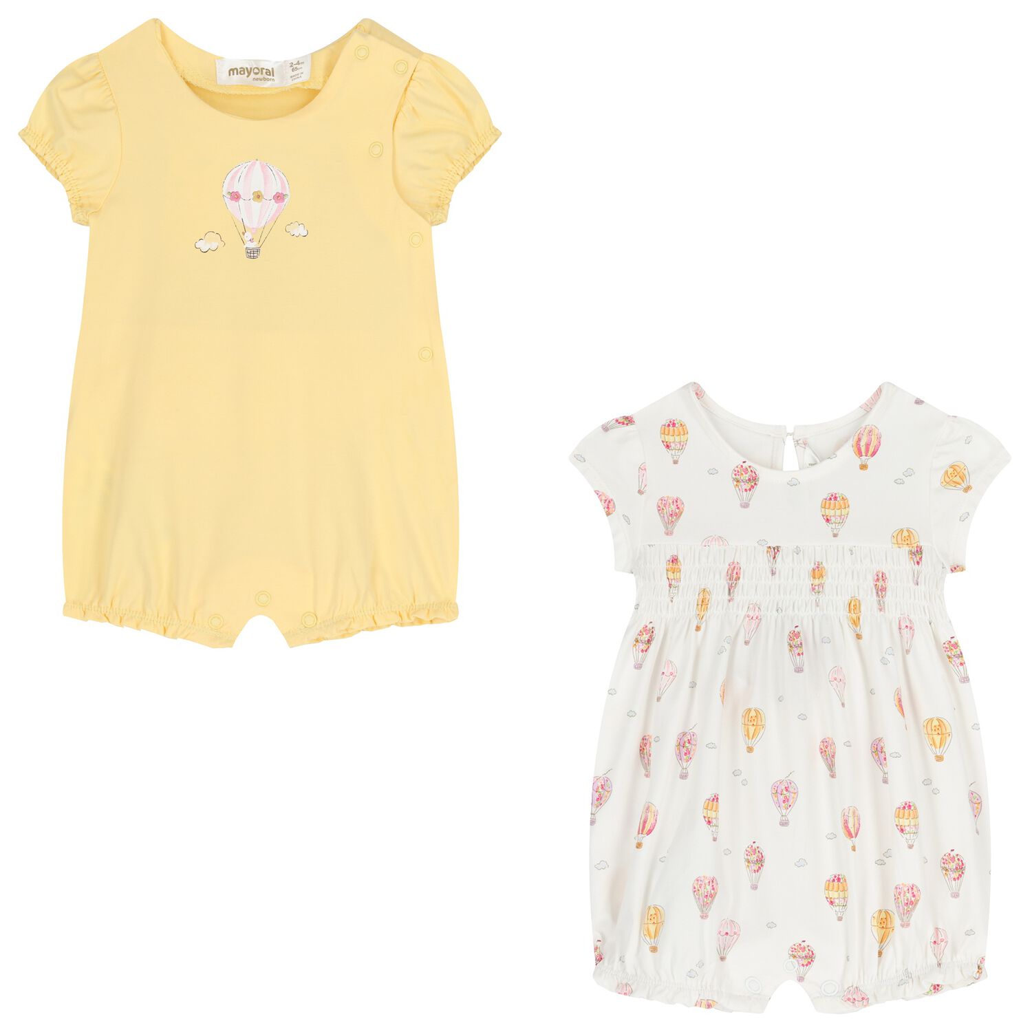 Baby Girls Yellow & White Rompers ( 2-Pack ), 2, hi-res