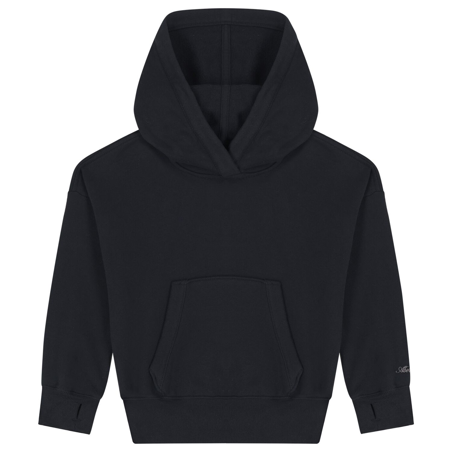 Girls Black Logo Hooded Top, 2, hi-res