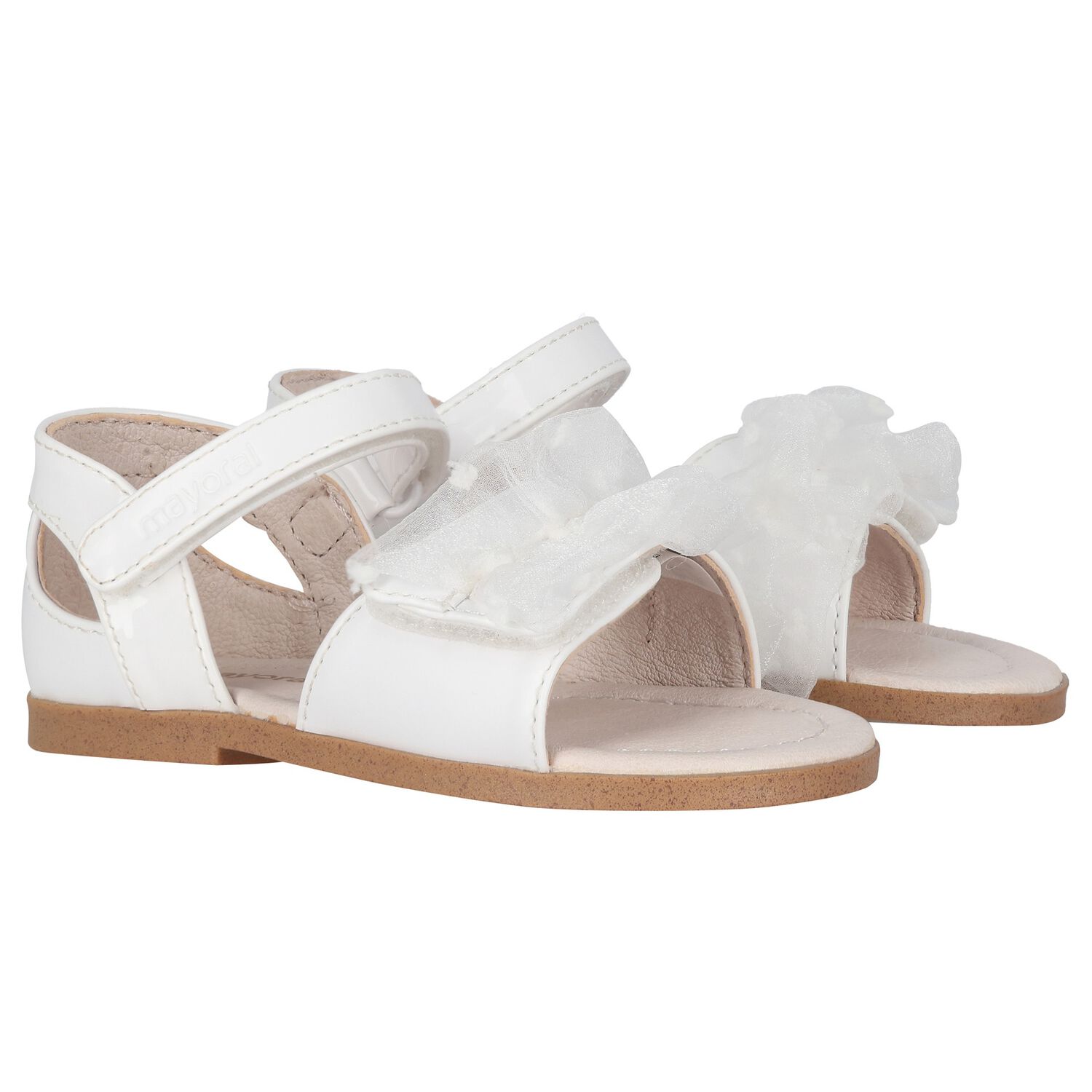 Girls White Patent Sandals, 1, hi-res image number null