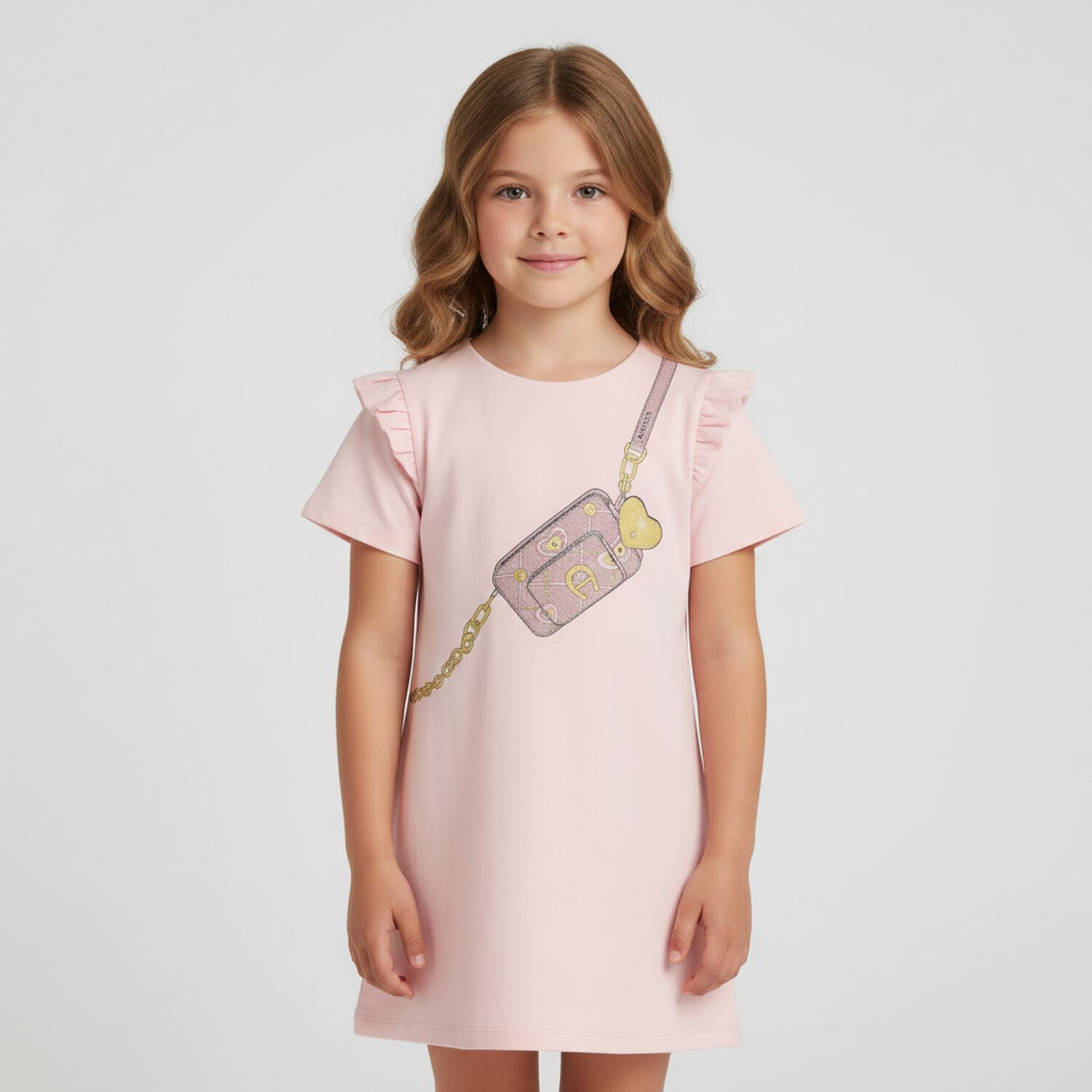 Girls Pink Logo Bag Dress, 3, hi-res image number null