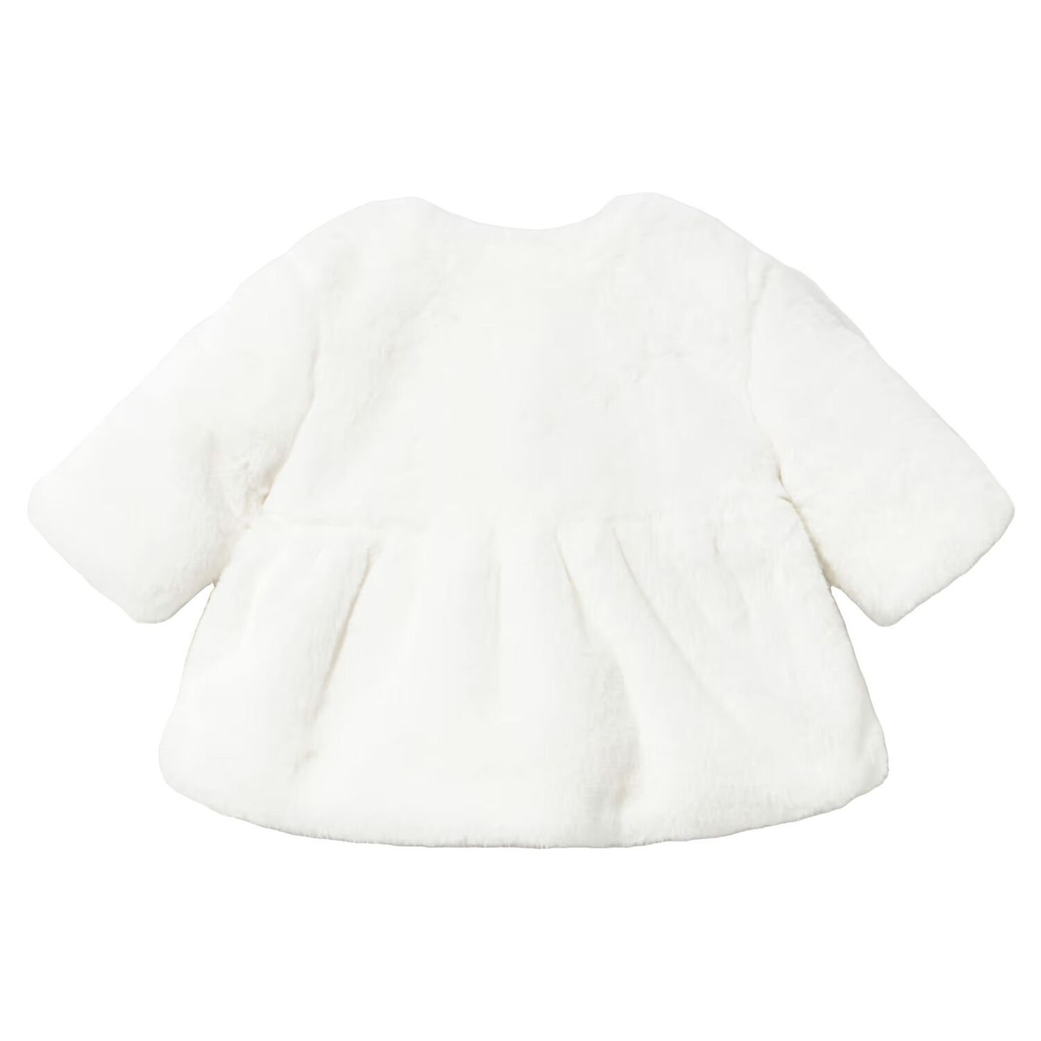 Baby Girls Ivory Faux Fur Peplum Coat, 2, hi-res