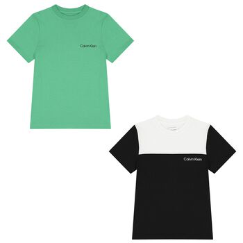 Boys White, Black & Green Logo T-Shirts ( 2-Pack )