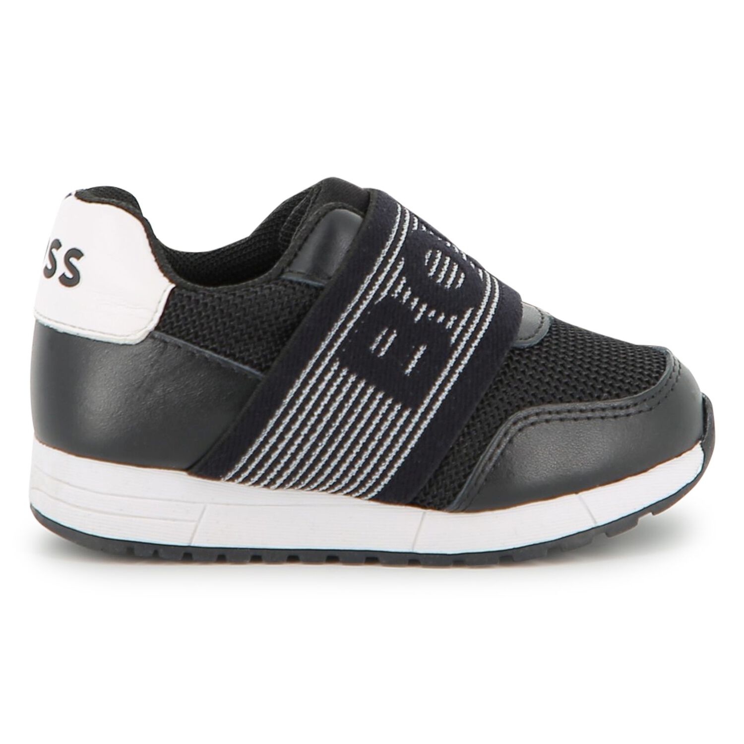 Boys Black Logo Trainers, 1, hi-res
