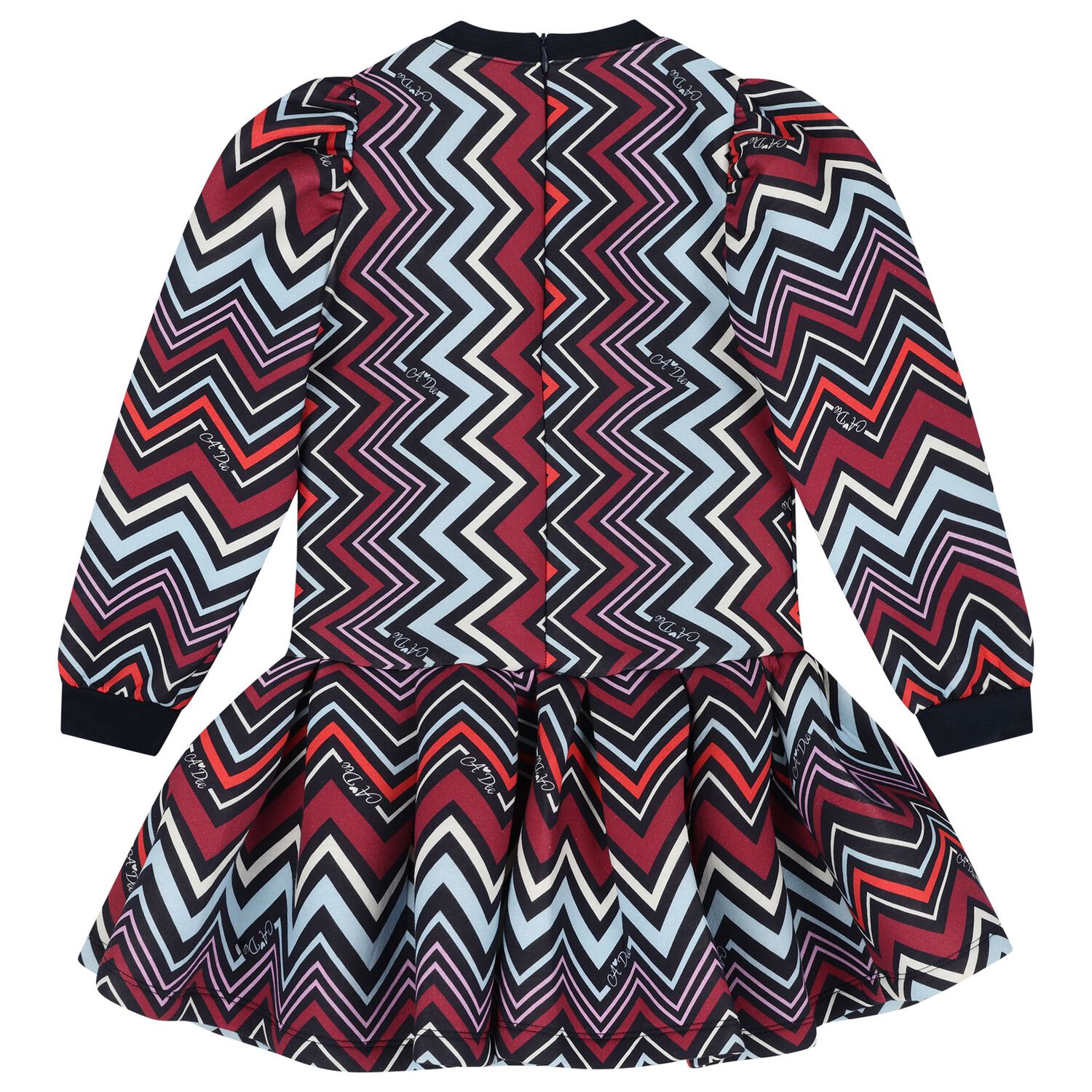 Girls Multi-Coloured Zig Zag Dress, 1, hi-res