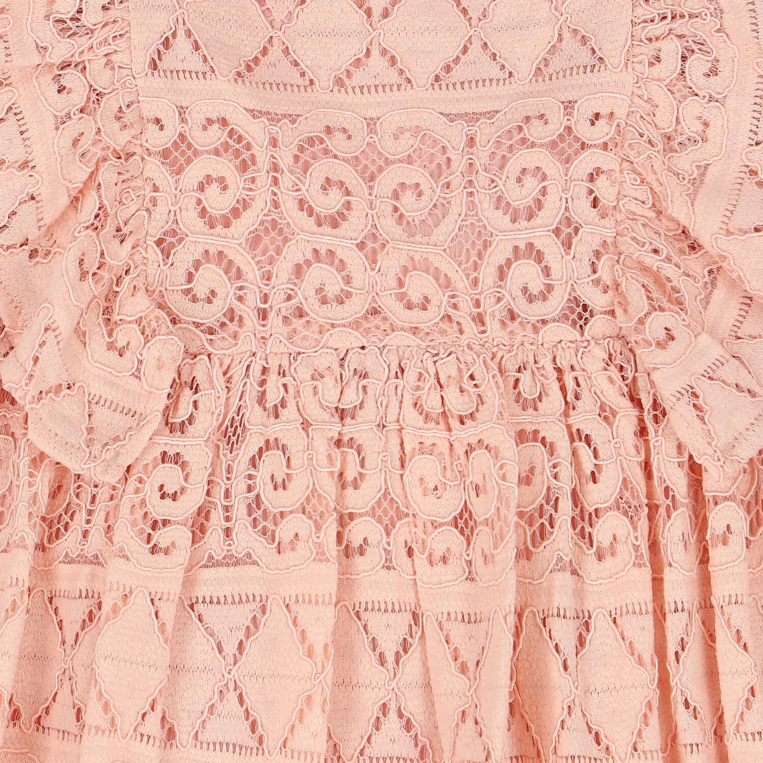 Girls Pink Crochet Lace Dress, 1, hi-res image number null