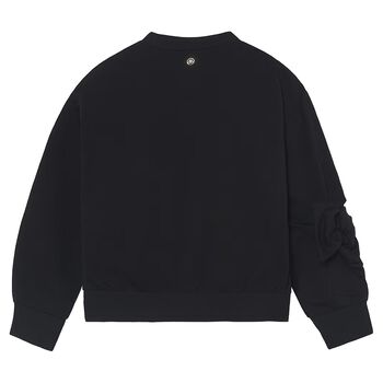 Girls Black Bow Sweatshirt
