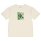 تيشيرت أولاد بالشعار باللون البيج, 2, hi-res