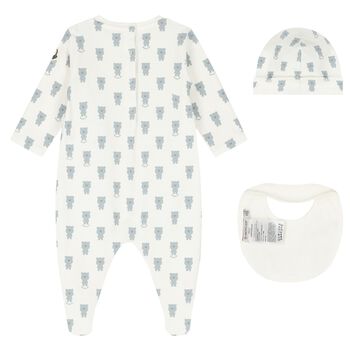 Ivory Teddy Bear Logo Babygrow Set