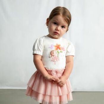 Younger Girls Pink Pleated Tulle Skirt