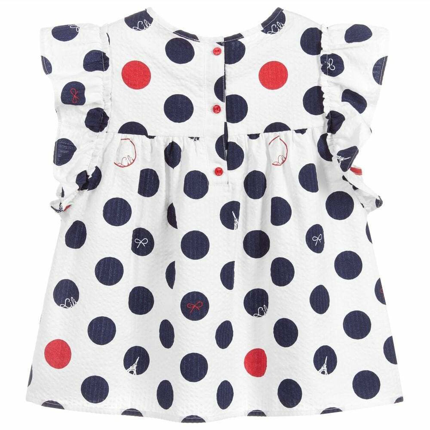 Girls White Polka-Dot Blouse, 1, hi-res image number null