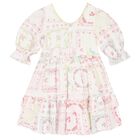 Girls White Floral Dress, 1, hi-res