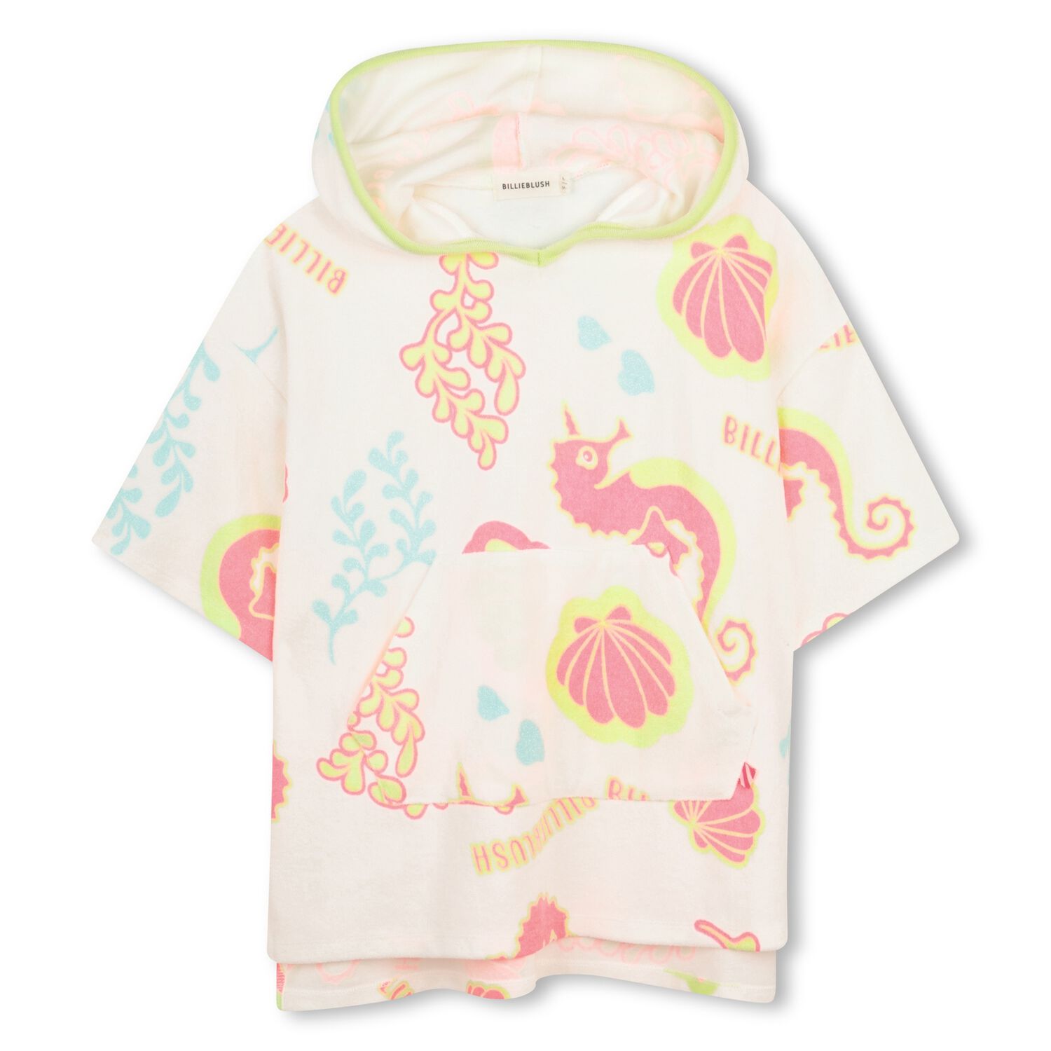 Girls White Hooded Beach Dress, 1, hi-res