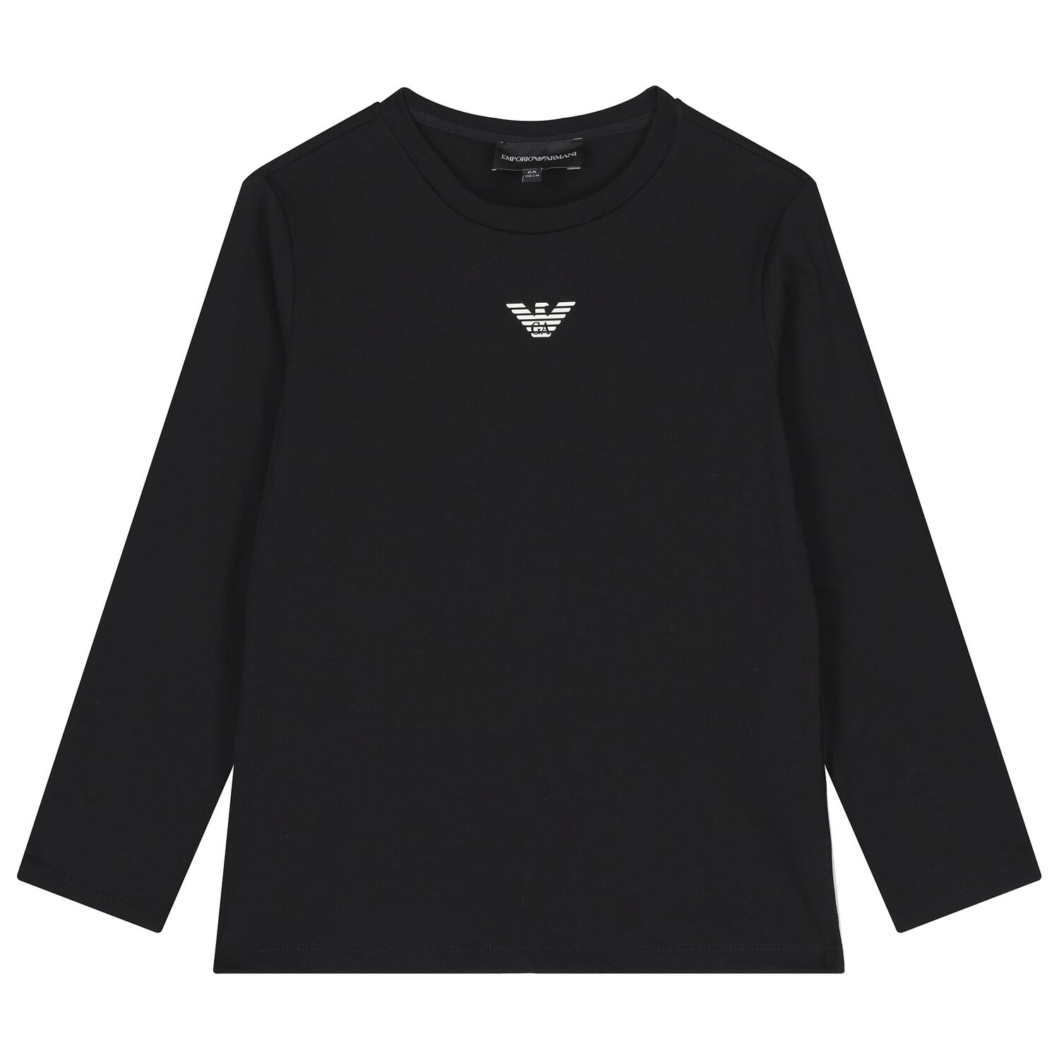 Boys Black Logo Long Sleeve Top, 3, hi-res
