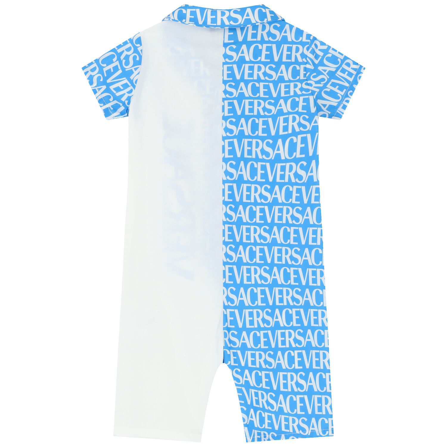Baby Boys White & Blue Logo Romper, 1, hi-res