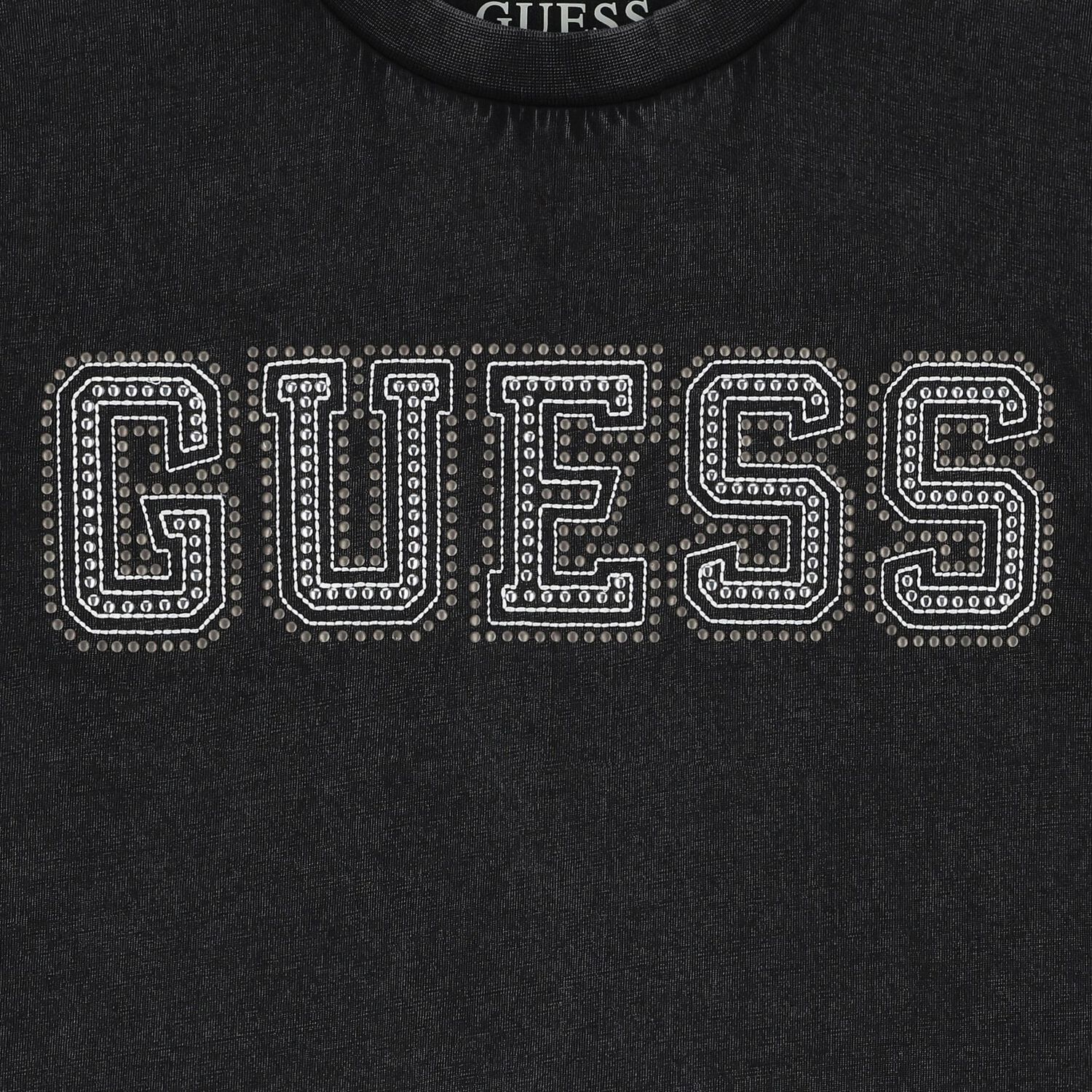 Girls Black Embellished Logo T-Shirt, 1, hi-res