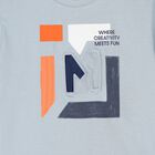 Boys Blue Embossed T-Shirt, 1, hi-res