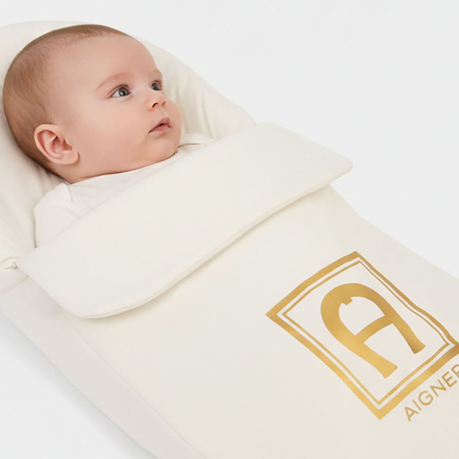 Ivory & Gold Logo Baby Nest , 1, hi-res