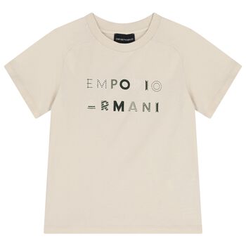 قميص للأولاد بيج اللون بشعار