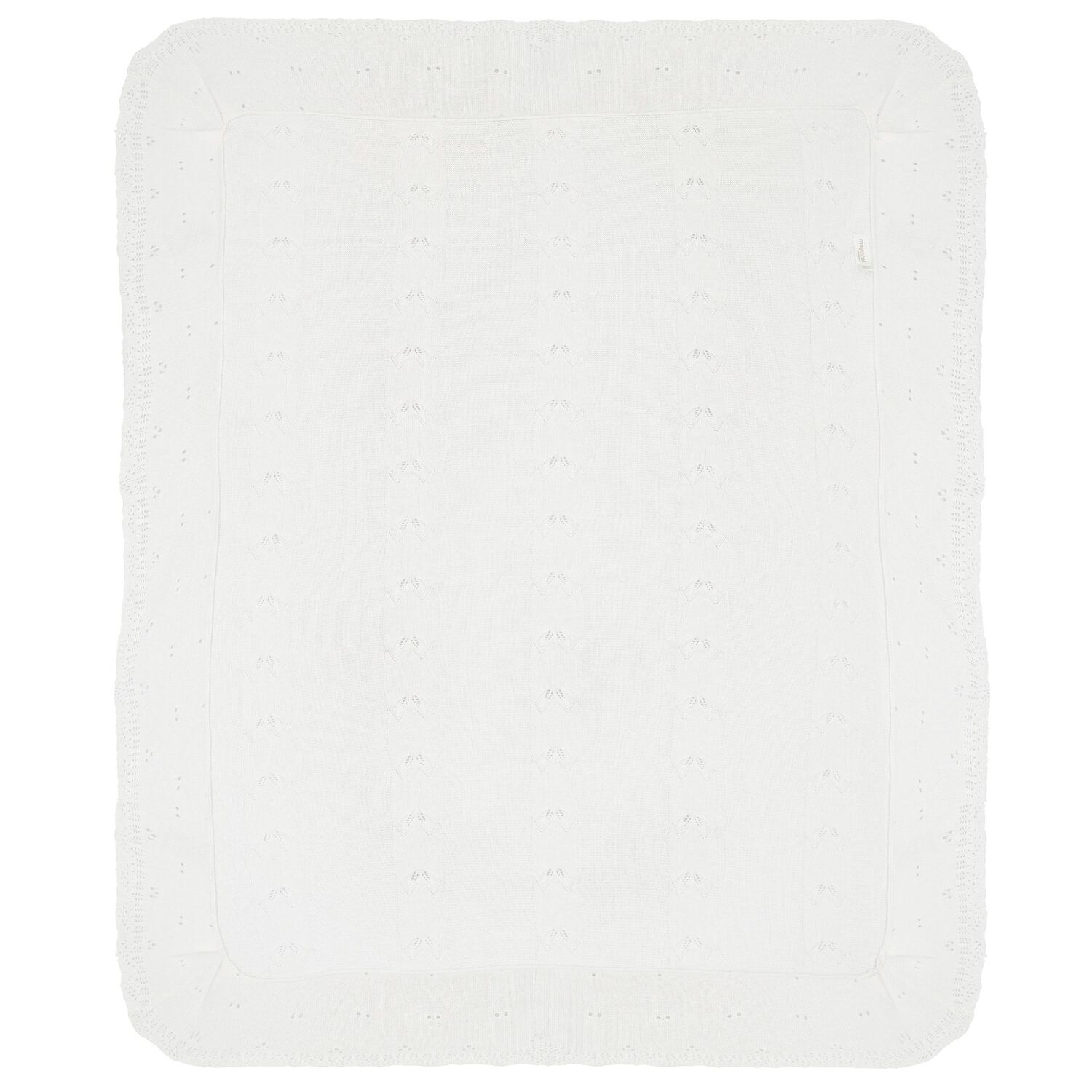 White Cotton Knit Baby Blanket, 2, hi-res