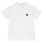 Boys White Logo Polo Shirt, 1, hi-res